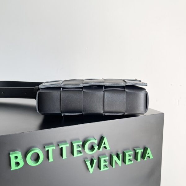 Bottega Veneta Sheepskin Grid Cassette Mini Handbag - Black - Image 4