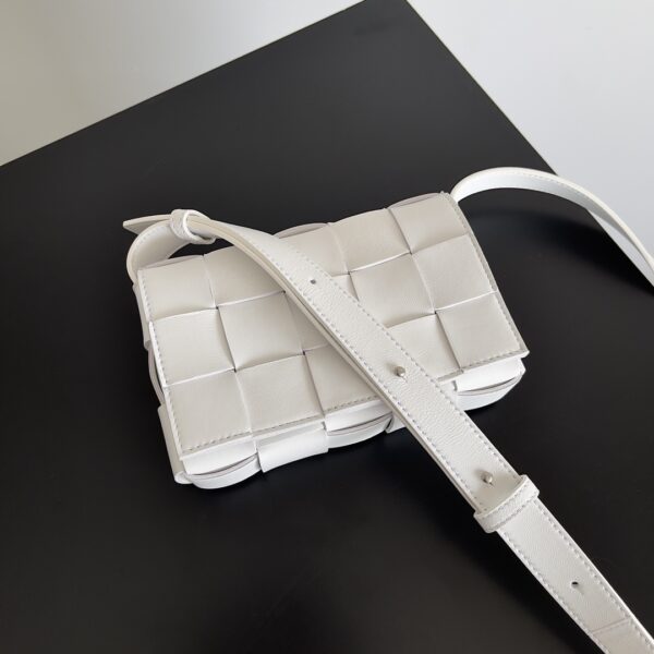 Bottega Veneta Sheepskin Grid Cassette Mini Handbag - White - Image 3