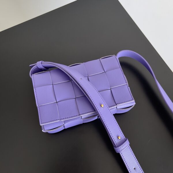 Bottega Veneta Sheepskin Grid Cassette Mini Handbag - Purple - Image 4