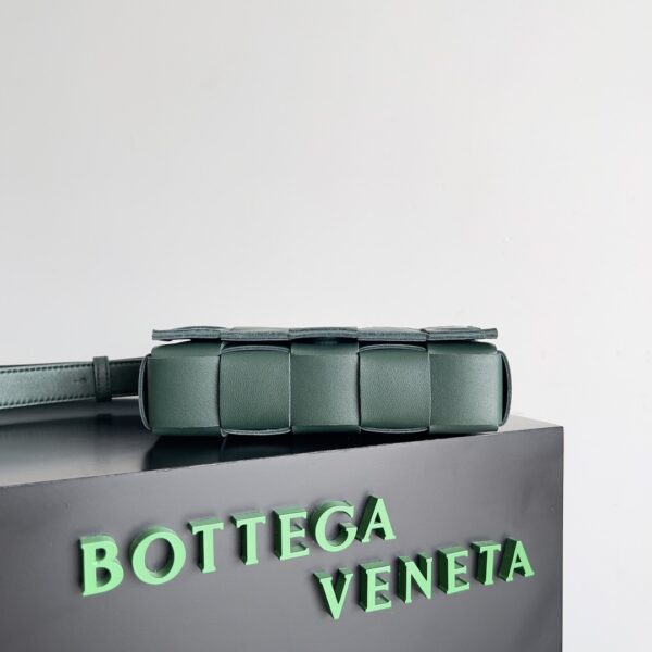 Bottega Veneta Sheepskin Grid Cassette Mini Handbag - Dark Green - Image 3